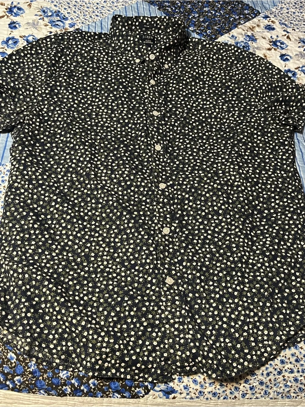 J. Crew Black Floral Slim Button-Down Shirt